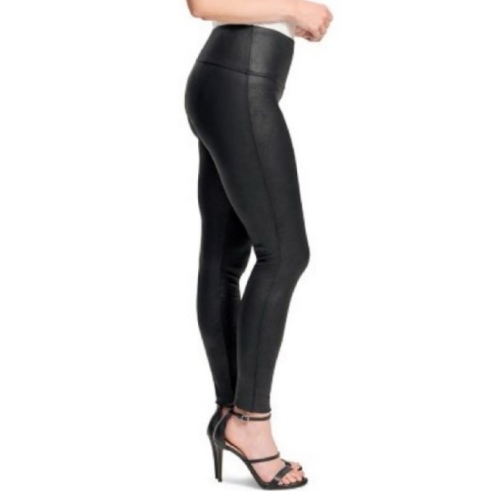 Seven7 Black Faux Leather Moto Lined High Rise Skinny Leggings Womens XL